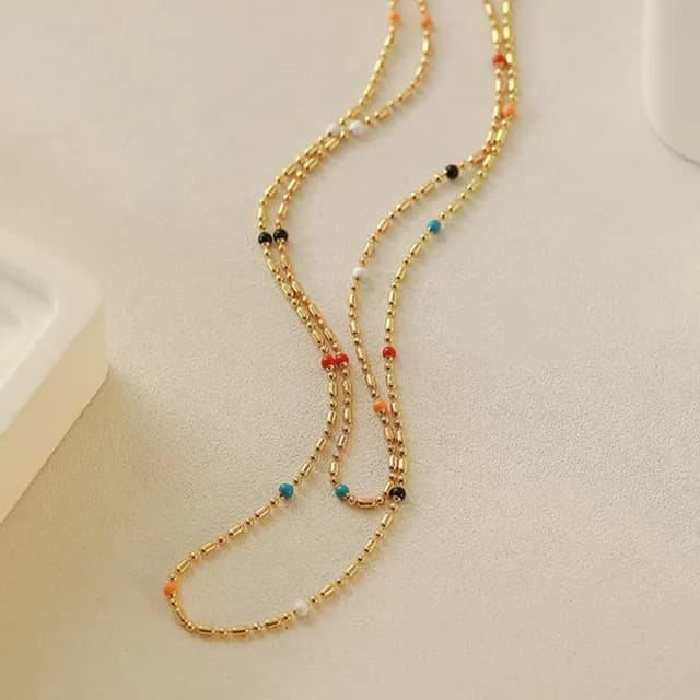 【LEESA】情人節禮物 七夕 細項鏈\鎖骨鏈\串珠項鍊\IU同款\閨蜜項鍊\招財項鍊\項鍊\飾品配件\日系項鍊\短項