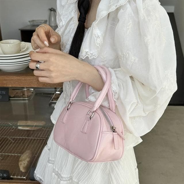 【LEEHER】銀色包包/保齡球包/手提包/閨蜜包包/手提小方包/斜背包/女生禮物/斜背包/小包包/可愛