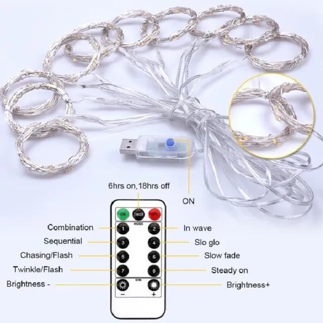LED遙控銅線窗簾燈串(USB滿天星拍照背景派對螢火蟲浪漫求婚生日聖誕裝飾)