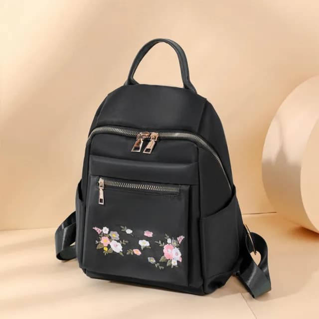 【MoonDy】情人節禮物 繡花後背包 尼龍後背包 刺繡包包 女生包包 刺繡雙肩包 時尚媽咪包 外出旅行背包 可愛