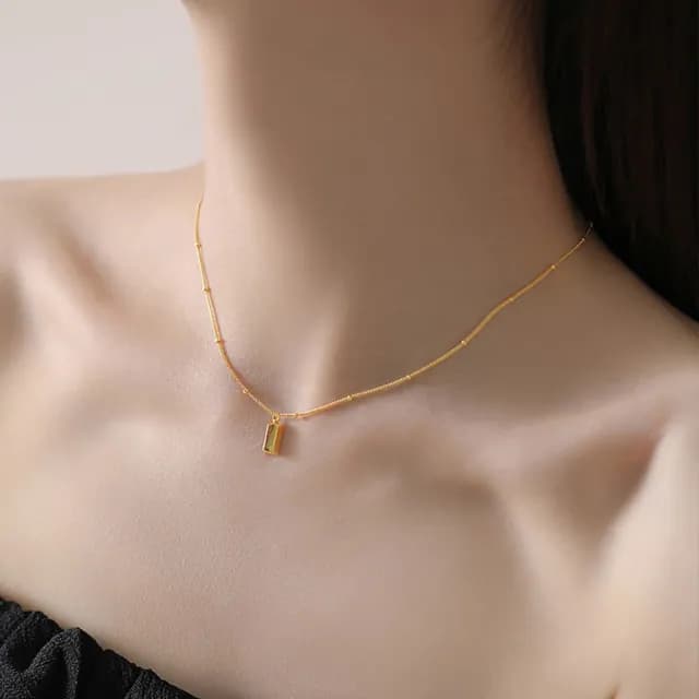 【LEESA】情人節禮物 七夕 金磚項鍊\鎖骨鏈\女生項鍊\招財項鍊\金色項鍊\純銀項鍊\銀飾\銀鍊\銀項鍊\韓國項