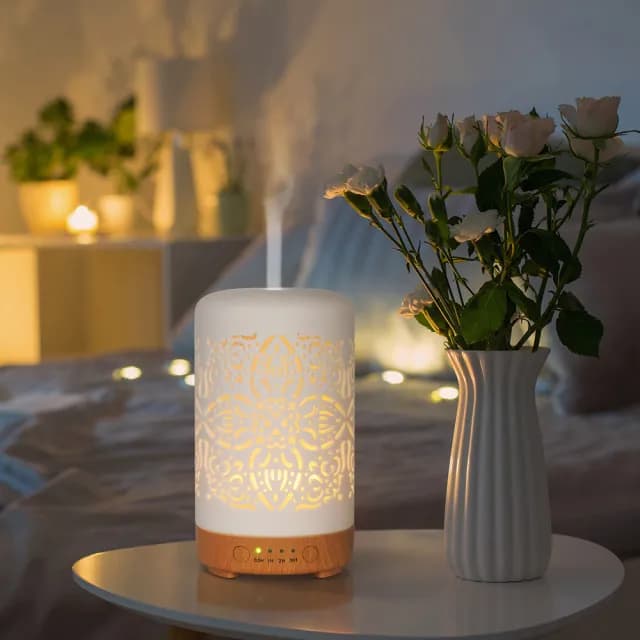 【Earnest Living】陶瓷鏤空水氧機 100ml(加濕器/薰香機/香氛機/精油燈/水氧機)