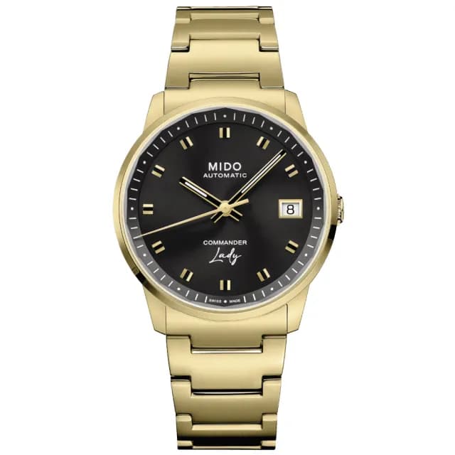 【MIDO 美度】LADY 香榭系列 時尚黑 機械腕錶 七夕 情人節 禮物 送禮 推薦(M0212073305100)