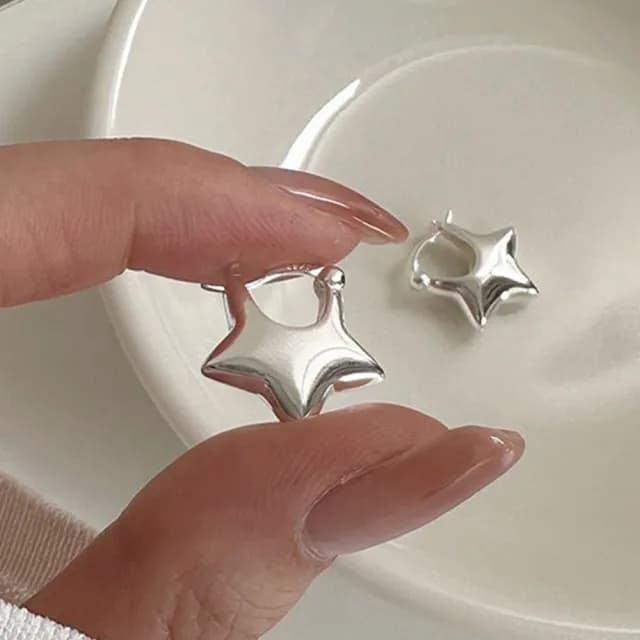 【LEEHER】耳釘/耳環/耳飾/銀飾/純銀耳環/耳扣/復古耳環/星星耳環/不對稱耳環/抗過敏/圈圈耳環/