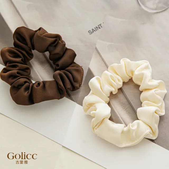 【Golicc】髮圈組合 買1送1 法式簡約優雅(99購物限定 生日 髮飾 頭飾 大腸圈 髮夾 禮物)