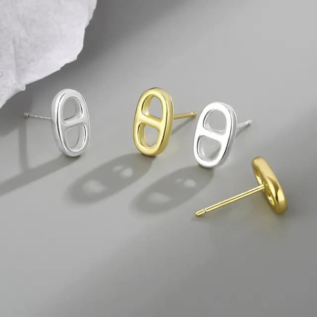 【LEEHER】金耳環/耳釘/簡約耳環/ins耳環/耳飾/豬鼻子耳環/純銀耳環/韓國耳環/精品耳環