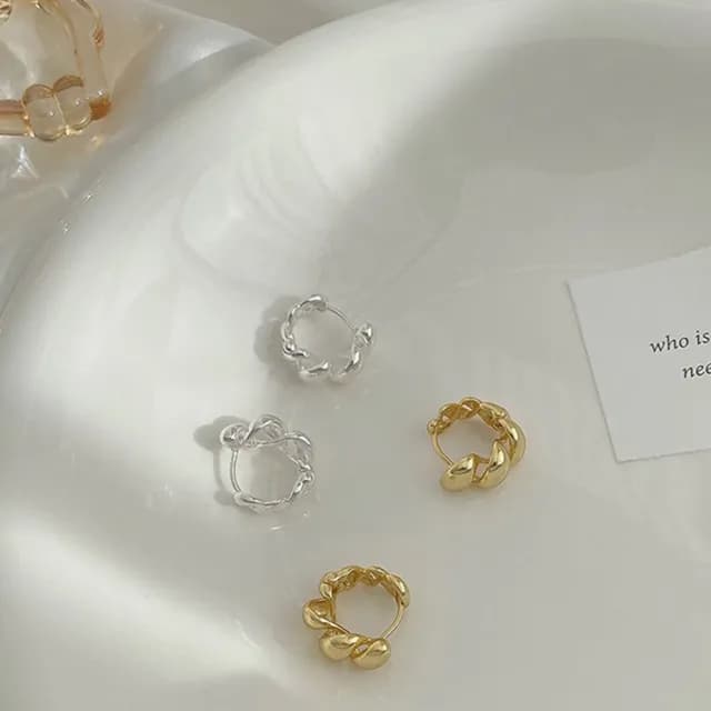 【LEEHER】耳骨/耳扣/耳飾/銀飾/個性耳環/女生禮物/情人節禮物/螺旋耳環/麻花耳環/純銀耳環/韓