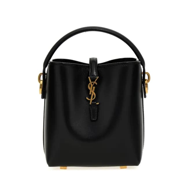 【YSL】SAINT LAURENT Le 37 Mini 亮面皮革 迷你 肩背包 水桶包 黑色 765870