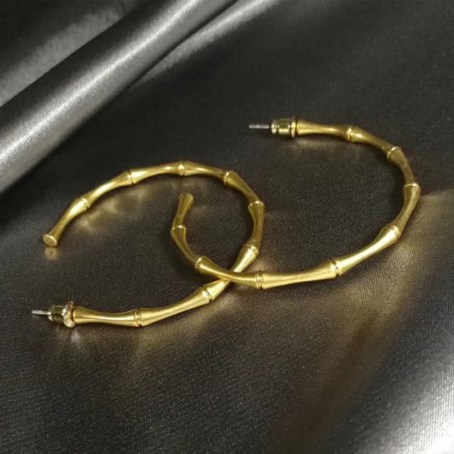 【KT DADA】情人節禮物 包包 純銀耳環 純銀飾品 歐美飾品 竹節造型耳環 大耳環 個性耳環 圈圈耳環 韓國耳環