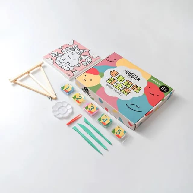 【HUGGER】簇絨黏土數字畫 獨角獸(手工手作 DIY 有框 環保永續 生日兒童節禮物 台灣製造)