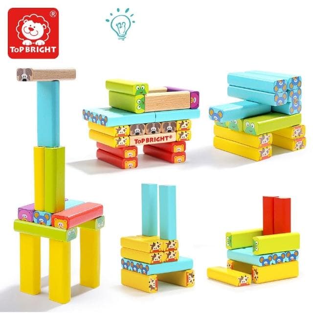 【Top Bright】動物積木疊疊樂(手眼協調/感統玩具/精細動作/聖誕節禮物)