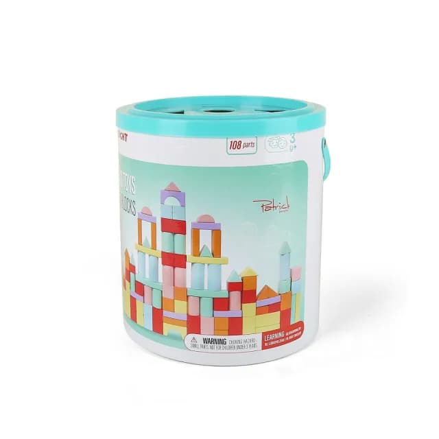 【Top Bright】繽紛馬卡龍創意積木桶 108pcs(手眼協調/感統玩具/精細動作/聖誕節禮物)