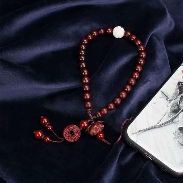 【LEEHER】手機掛繩 小葉紫檀手機鍊 吊墜飾品 佛珠手機掛繩 保平安  手腕掛件 送長輩 禮物