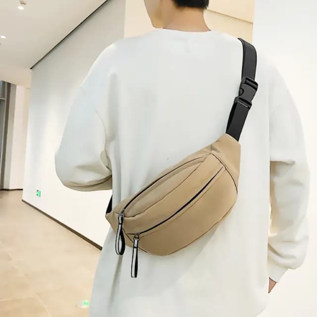 【潮男配件】情人節禮物 日系簡約素色防潑水男士腰包(防水包 胸包 背包 肩背包 斜挎包 手機包 單肩包