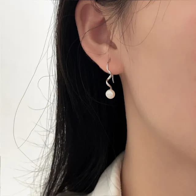 【MoonDy】情人節禮物 耳環 耳勾 純銀耳環 韓國珍珠耳環 造型耳環 小眾耳環 高級飾品 氣質耳環 螺旋耳環 女