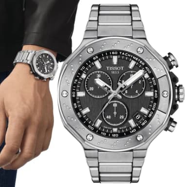 【TISSOT 天梭 官方授權】T-RACE 三眼競速計時石英腕錶 畢業禮物 送禮 推薦(T1414171105101)