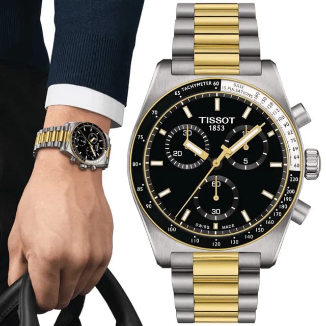 【TISSOT 天梭 官方授權】PRS 516 1970復刻計時石英腕錶 七夕 情人節 送禮 推薦(T1494172205100)