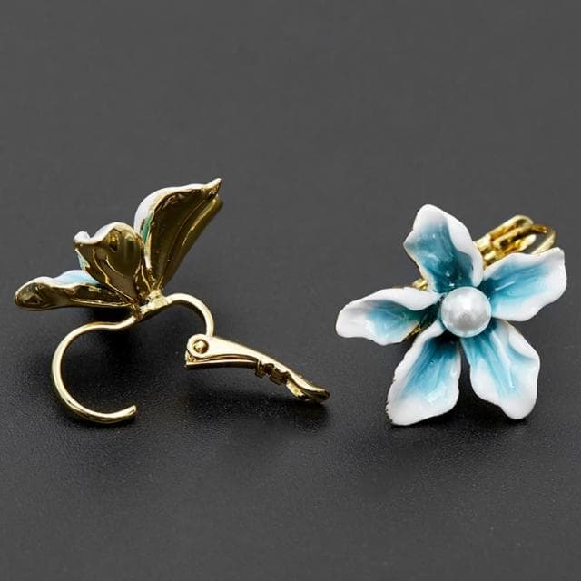 【巴黎精品】現貨+預購 耳環琺瑯耳飾(百合花朵彩釉珍珠女飾品2款a1gf58)