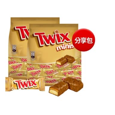 即期品【Twix 特趣】迷你焦糖夾心巧克力 樂享包 1180g 二入組(零食/點心)