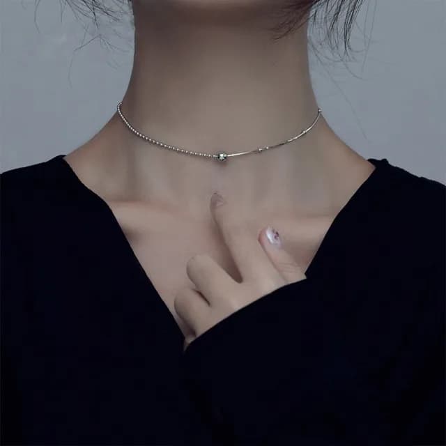 【LEESA】925純銀項鍊\串珠項鍊\女項鍊\正生純銀\學生項鍊\正韓純銀項鍊\女生飾品\女孩生日禮物