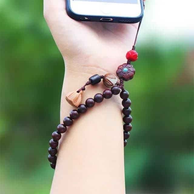 【KT DADA】小葉紫檀手機鍊 保平安 吊飾 手腕掛件 送長輩 禮物 吊墜飾品 手機掛繩 佛珠手