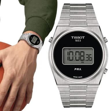 【TISSOT 天梭 官方授權】PRX DIGITAL 復古時尚數位腕錶 畢業禮物 送禮 推薦(T1374631105000)