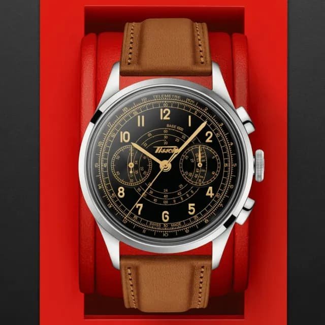 【TISSOT 天梭 官方授權】TELEMETER 1938復刻計時機械腕錶 七夕 情人節 送禮 推薦(T1424621605200)