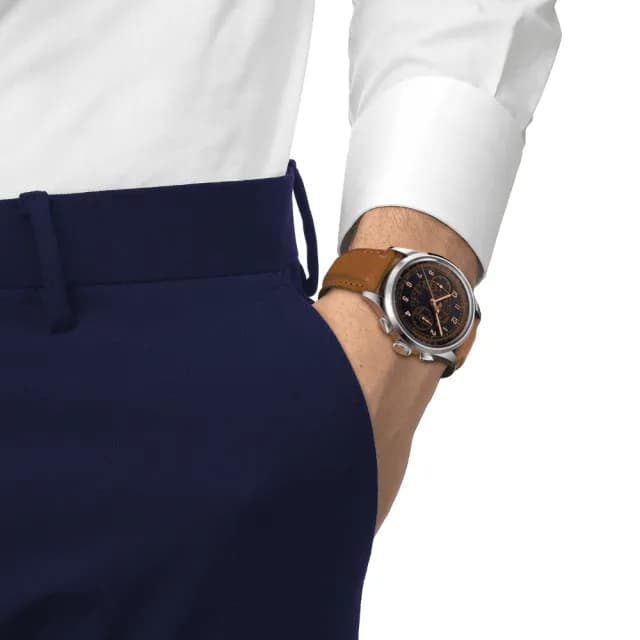 【TISSOT 天梭 官方授權】TELEMETER 1938復刻計時機械腕錶 七夕 情人節 送禮 推薦(T1424621605200)