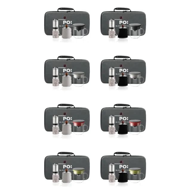 【PO:Selected】旅行咖啡手提三件組(手沖壺/磨豆機/咖啡杯350ml/多色可選/送禮物首選)