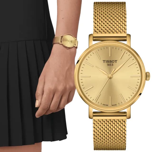 【TISSOT 天梭 官方授權】EVERYTIME LADY 經典簡約米蘭帶腕錶 畢業禮物 送禮 推薦(T1432103302100)