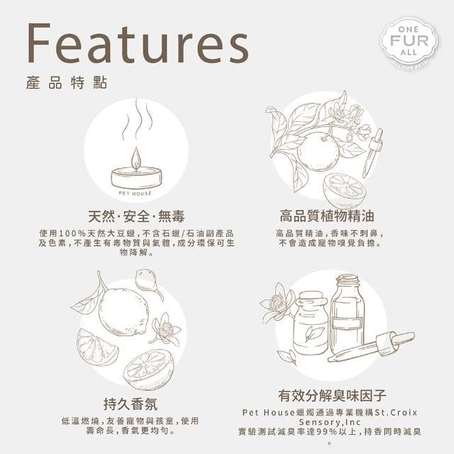 【PET HOUSE】室內除臭寵物香氛小蠟燭43g(美國製/除臭/人寵皆宜/100%全天然黃豆蠟/交換禮物/情人節禮物)