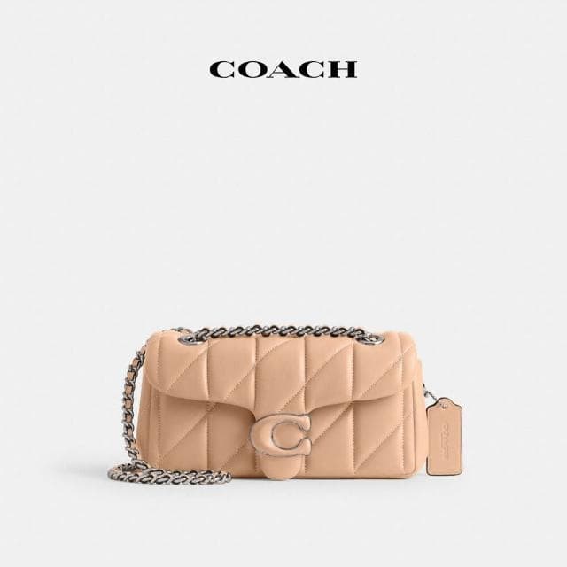 【COACH】蔻馳官方直營 TABBY 絎縫20號單肩手袋-LH/淺黃色(CP145)