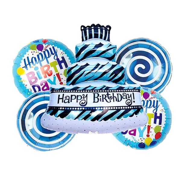 藍色蛋糕慶生派對組(生日氣球 生日佈置)