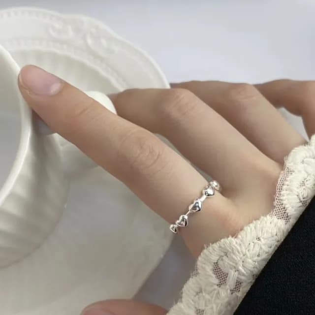 【MoonDy】情人節禮物 包包 戒指 純銀 可調戒指 女戒 愛心戒指 戒指純銀女 戒指組 可調式戒指 復古戒指 女