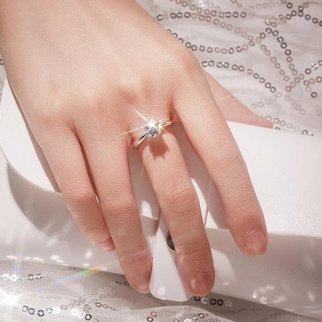 【KT DADA】結婚求婚戒 可調式戒指 戒指 S925純銀戒指 情侶戒指 戒指女生 生日禮物女生 鑽石戒指 六爪戒指