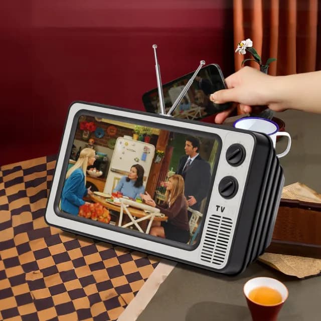 【懷舊時光】高清復古電視機手機螢幕放大器(追劇神器 顯示器 懶人支架 放大鏡 交換禮物)