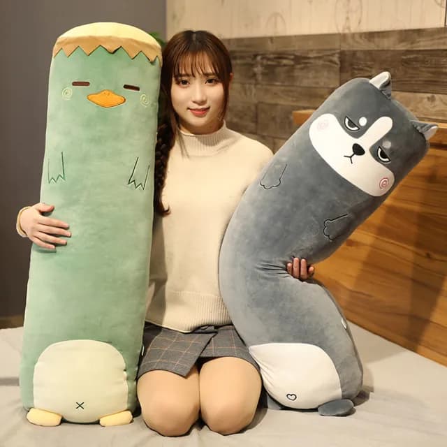 【Loga】可愛動物長條側睡夾腿長抱枕 70cm 禮物(可拆洗/彈力柔軟/不易變形/靠枕/陪睡抱枕/趴趴枕/沙發抱枕)