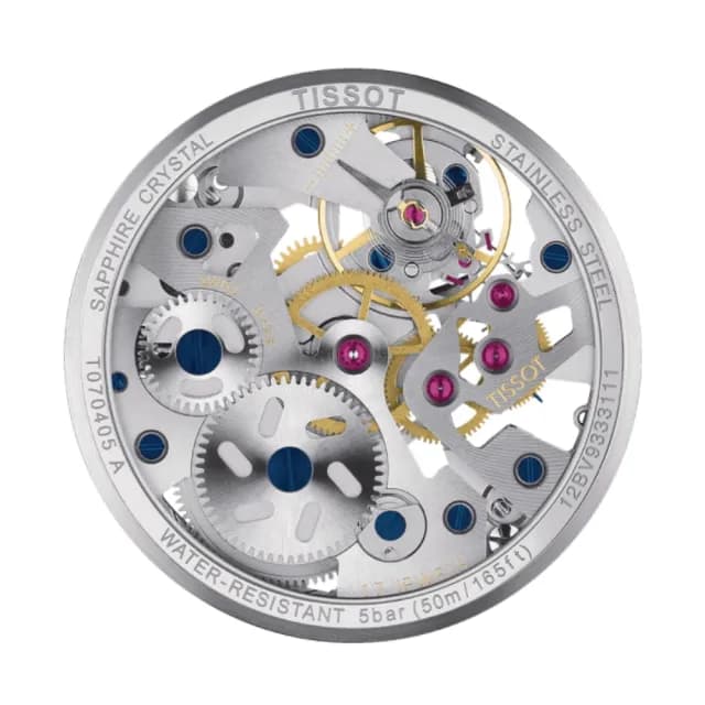 【TISSOT 天梭 官方授權】T-COMPLICATION 時尚鏤空機械腕錶 畢業禮物 送禮 推薦(T0704051641100)