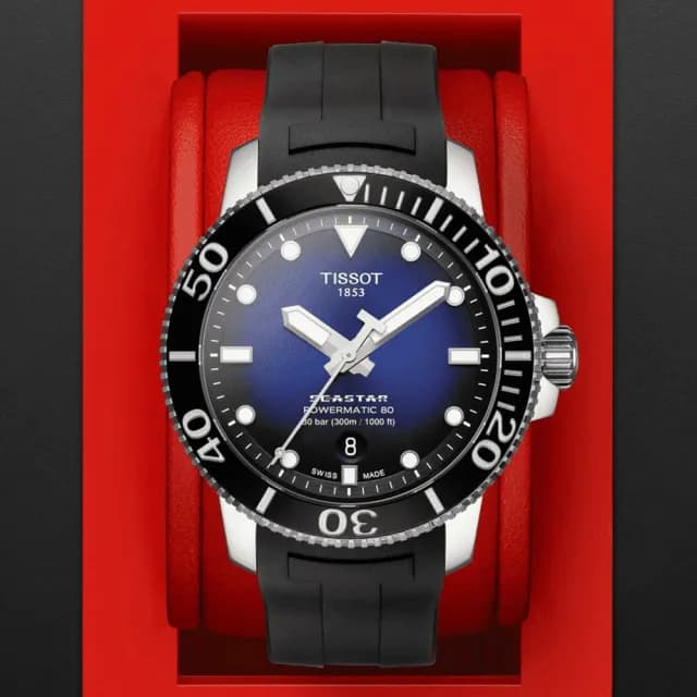 【TISSOT 天梭 官方授權】SEASTAR 海洋之星 300米潛水機械腕錶 父親節 禮物  送禮 推薦(T1204071704100)