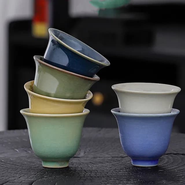 【沐森活】鈞窯款品茗茶杯六件組(茶杯/茶具/品茗杯/喬遷禮/父親節禮)