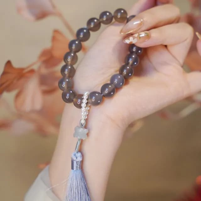 【KT DADA】情人節禮物 包包 蓮花飾品 玉配飾 復古飾品 送長輩 禮物 佛珠 珍珠和田玉手鍊 灰瑪瑙手串 流蘇 