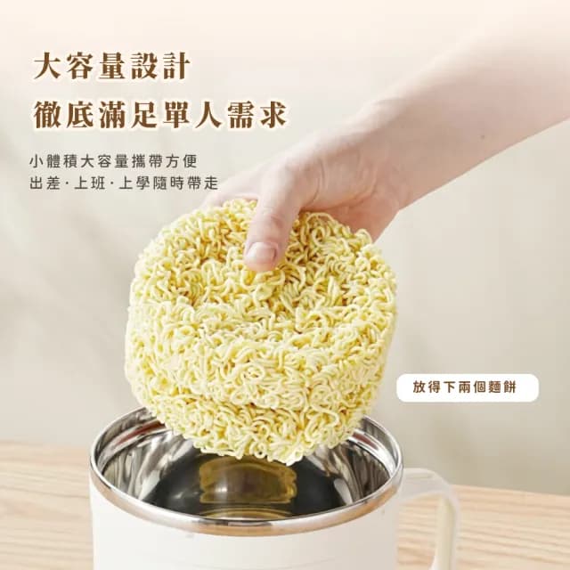 【奶白餐廚】304不鏽鋼3層泡麵碗(防燙把手 手提碗 餐盒 飯盒 便當盒 學生 沙拉碗 野餐露營 環保餐具)