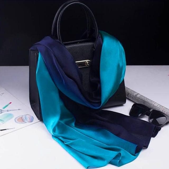 【巴黎精品】現貨+預購 真絲絲巾羊毛圍巾(桑蠶絲緞面漸層變色女配件9色a1gt1)