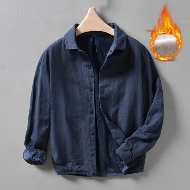 【巴黎精品】父親節禮物 襯衫長袖上衣(復古棉麻加絨寬鬆男裝5色a1et41)