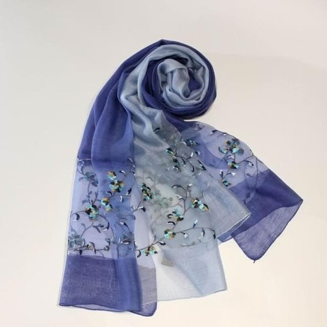 【巴黎精品】現貨+預購 真絲絲巾羊毛圍巾(漸層變色桑蠶絲繡花女配件4色a1gt24)