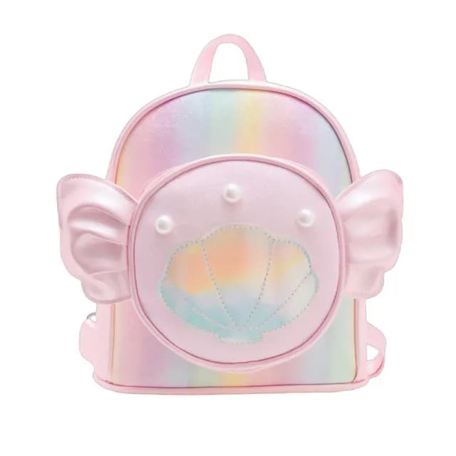 【可愛公主】炫彩珍珠光夢幻人魚後背包(兒童書包 雙肩包 幼稚園 女孩 小背包 後揹包 粉紅色 生日禮物)