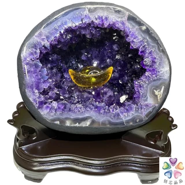 【恬芯晶品】TD16頂級烏拉圭紫晶洞4.3KG錢袋子(圓洞聚財招財貴人開運風水帝王紫水晶新居禮物補財庫)