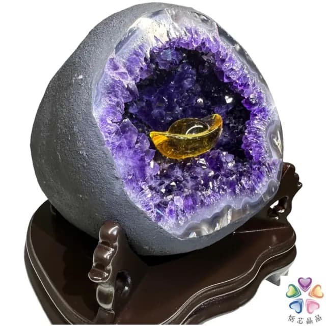 【恬芯晶品】TD16頂級烏拉圭紫晶洞4.3KG錢袋子(圓洞聚財招財貴人開運風水帝王紫水晶新居禮物補財庫)