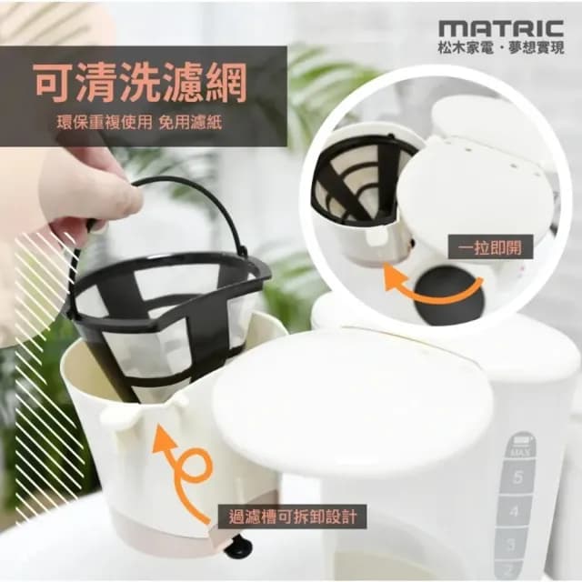 【MATRIC 松木】6人份美式咖啡機(自動保溫/耐熱玻璃壺/防滴漏裝置)