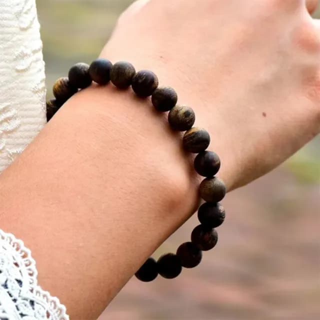 【LEESA】黑油老料手鍊 開運手鍊 招貴人 禮物 佛珠 送長輩 保平安 沉香手串 圓珠手鍊 避邪